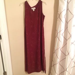 90s Vintage Maroon Paisley Maxi Dress